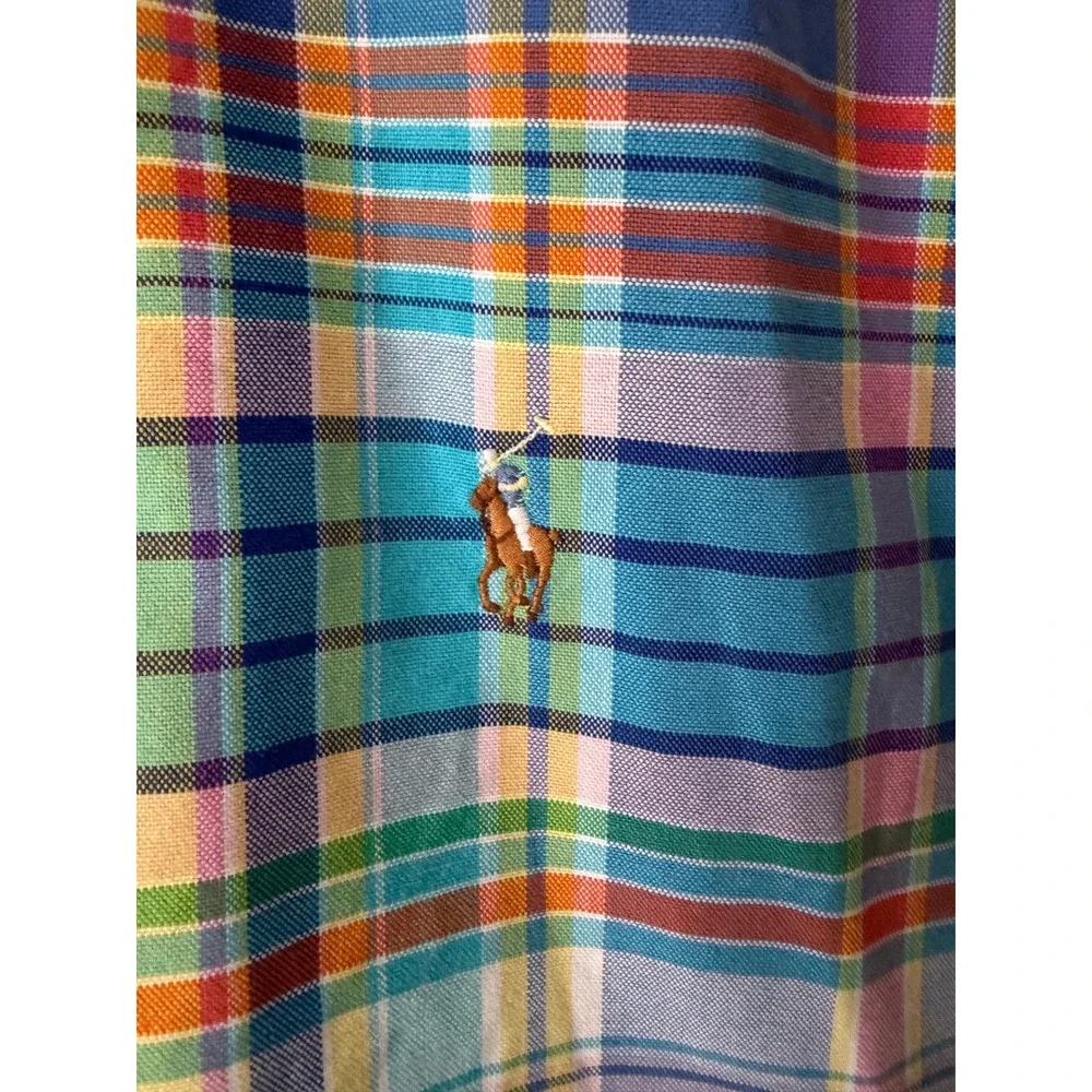Polo Ralph Lauren Mens Plaid Button Down Shirt 3XLT Big & Tall Flesh Pony Multi